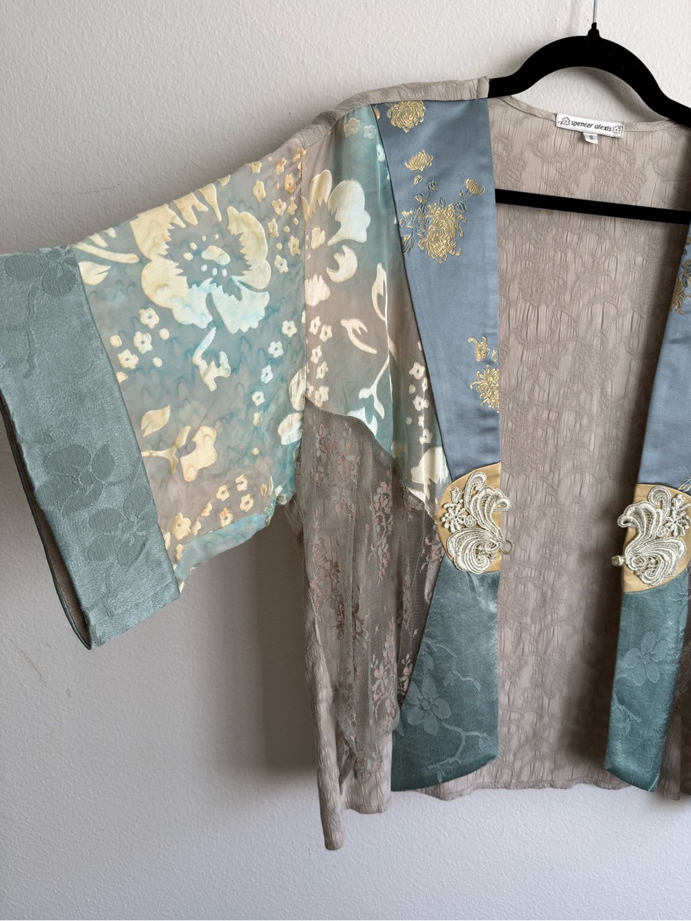 Spencer Alexis Patchwork Floral Kimono Cardigan Size S - Picture 3 of 7
